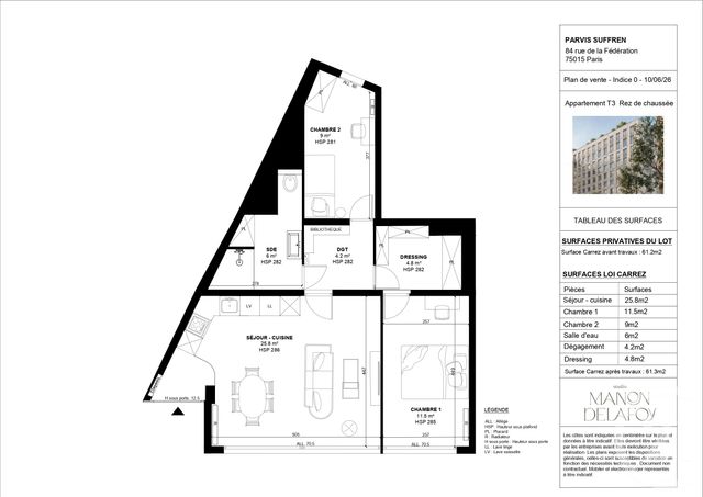 Appartement F3 à vendre PARIS