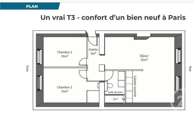 Appartement à vendre - 4 pièces - 63,60 m2 - Paris - 75014 - ILE-DE-FRANCE